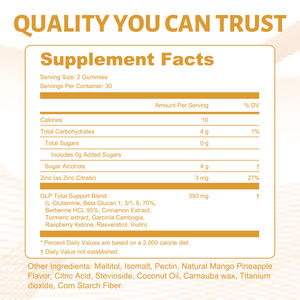 Gomitas de GLP-1 OEM/ODM, Sin Azúcar, Control del Apetito y las Ganas de Comer, Suplemento con Berberina, Canela, Cúrcuma, Quemagrasas Keto - Product Image 5