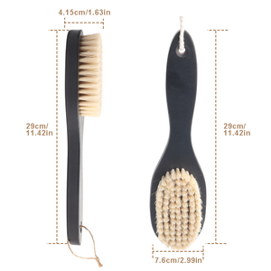 Brosse de bain en bois noir en gros avec long manche, poils de sanglier doux, brosse corporelle écologique, éponge de douche pour le dos avec corde de suspension - Product Image 6