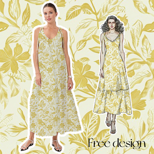 Chất Lượng Cao Tùy Chỉnh V Cổ Ngắn Tay Áo Dài Hoa In Maxi Dresses Phụ Nữ Hoa Bông Ăn Mặc - Product Image 5