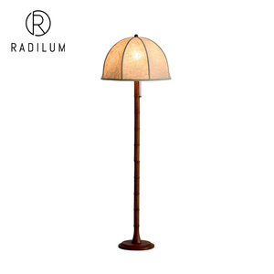 Lampadaire en bois rétro pour salon et hôtel, style Mid-Century, en acier, bois et lin, LED E26, vente en gros d'usine, transfrontalier, modèle <span class=keywords><strong>Bates</strong></span> - Product Image 1