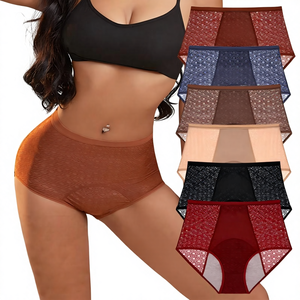 Ropa Interior de Punto para Mujer, 6 Colores Sólidos, 3 Capas de Malla Transpirable, Corte Medio, Antifugas, Super Absorbente, Talla XL, Directo de Fábrica - Product Image 4