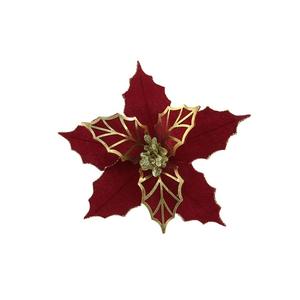FLOR DE BORDEAUX DE CAVITAS CORTAS CON DETALLES EN DORADO, DIAM. 28CM - Product Image 1