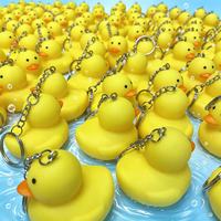 Porte-clés transfrontalier Canard Jaune, mignon, en PVC souple et couineur, style dessin animé, pendentif DIY, style Hong Kong, pour sac