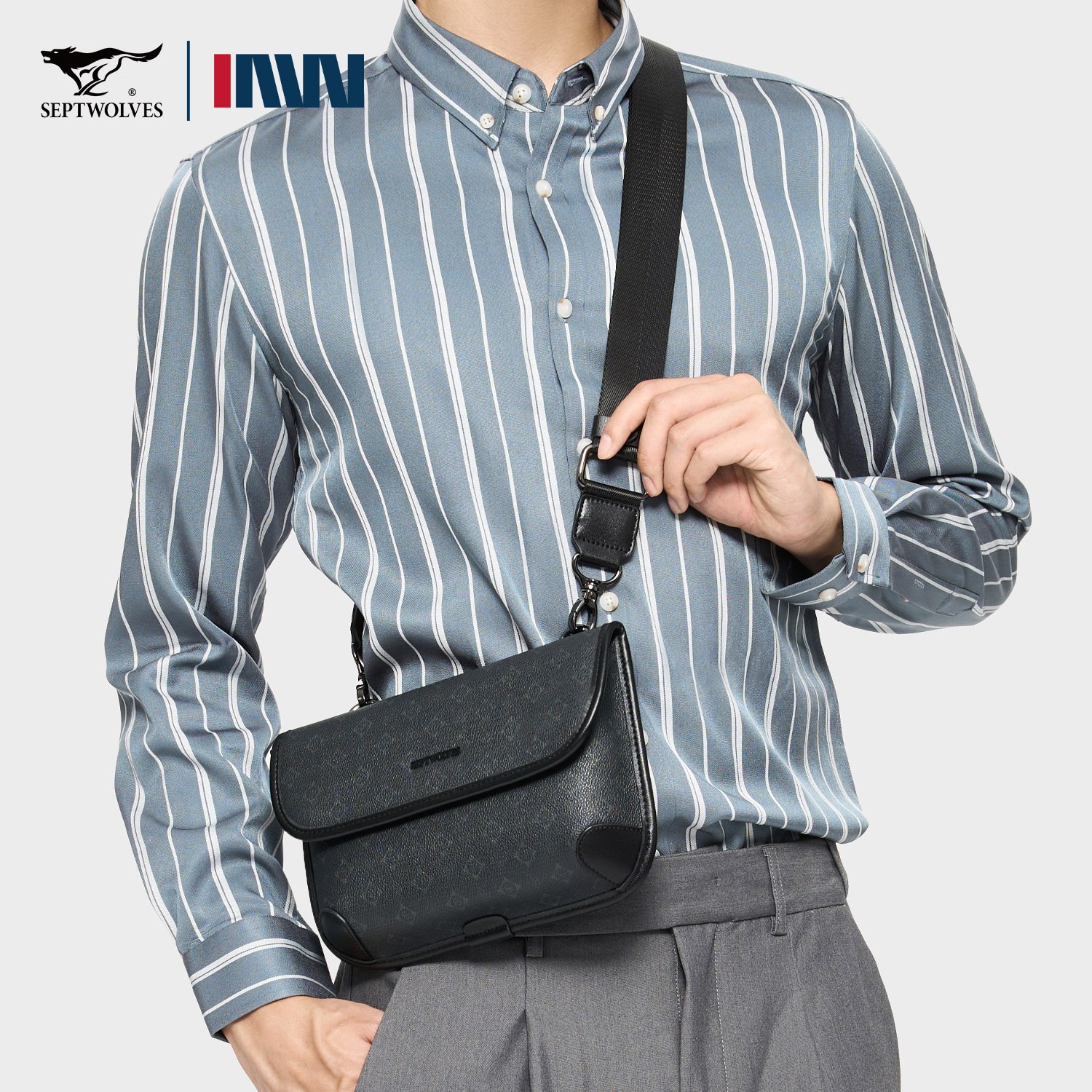 Men's PU Leather Messenger Bag – Geometric Crossbody Shoulder Bag for 7.9" iPad