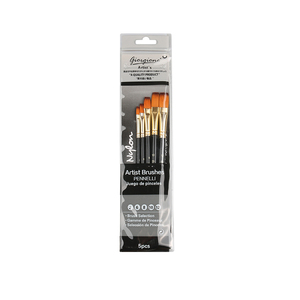<span class=keywords><strong>Set</strong></span> di 5 <span class=keywords><strong>Pennelli</strong></span> Piatti Giorgione con Setole Sintetiche, Ghiera in Alluminio e Manico in Legno, con Borsa in PVC, Tre Opzioni - Product Image 2