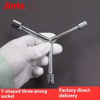 Jeu de clés à douille en Y à trois branches en acier au carbone de qualité industrielle, métriques, multifonctionnelles, courtes, triangulaires, chromées