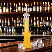 Bouteille de boisson et gobelet à slush en plastique portable de 700 ml (24 oz) en forme de guitare, idéale pour les fêtes, pour Tequila, Daiquiri et cocktails, avec paille