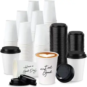 Custom High Quality Print Personalized Disposable Takeaway Cappuccino Espresso Hot Drink Paper Coffee Cups With Lids 16 Oz