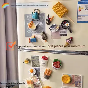 Venta al por mayor moderno creativo 3D realista ecológico magnético nevera Imanes resina pan comida fruta decoración transfronteriza - Product Image 2
