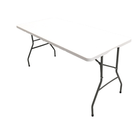 Table-banc pliant rectangulaire en plastique blanc de 6 pieds, réglable, étanche, pour hôpital, cour, camping, salle à manger, usage industriel - Vente en gros