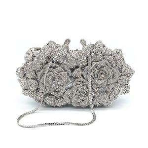 Cartera <span class=keywords><strong>de</strong></span> Mano <span class=keywords><strong>de</strong></span> <span class=keywords><strong>Noche</strong></span> para Mujer <span class=keywords><strong>de</strong></span> Metal con Pedrería y Cristales para Bodas y Cenas - Bolso <span class=keywords><strong>de</strong></span> Mano Cuadrado <span class=keywords><strong>de</strong></span> Diamantes para Novia - Product Image 2