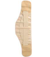 Ceinture de soutien lombaire médicale beige avec sangles croisées en maille perforée et système multi-entretoises