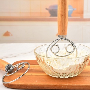 Premium Danish Dough Whisk Kitchen <b>Tools</b> <b>Hand</b> Mixer Stainless Steel Whisk with Wooden Handle - Product Image 2