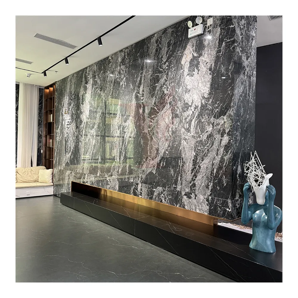 Full Glazed Glossy Large Slab 1200X2400 Background Wall Sintered Stone Slab Marble Porcelain Sintered Stone