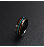 Bague double en bois et opale, en tungstène et acier inoxydable avec incrustation en céramique, pour mariage, fête ou anniversaire, alliance éternelle, bijoux