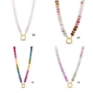 Collar de moda personalizado chapado en oro de 18 quilates cierre redondo colorido piedra Natural cuentas piedras preciosas señoras colgante collar - Product Image 1