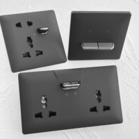 Interrupteur mural électrique bipolaire avec prise universelle USB-C 16A/13A, finition noir mat doux effet peau de bébé, style moderne, facile à installer (normes UK/Allemagne)