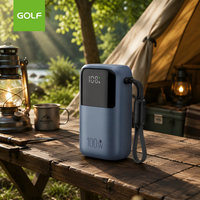 Batteries externes personnalisées grande capacité avec écran LCD numérique, charge rapide rétractable PD 100W, vente en gros, 20000mAh