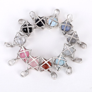 Colgante de cristal natural de Merca, Estrella hexagonal tridimensional, gran satélite - Product Image 3