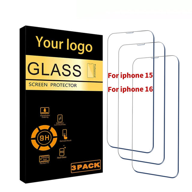 9H 2.5D HD Clear Mobile Phone Tempered Glass Screen Protector GradeAAA for iPhone 16 15 14 Pro Max