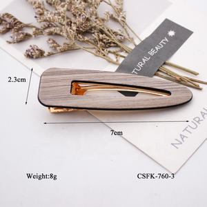 Moda popüler tarzı akrilik ahşap çizgili baskı saç ahşap damla dikdörtgen bayanlar saç klipleri - Product Image 3