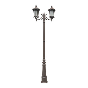 Lampadaire de jardin à double tête, poteau en fer, abat-jour en verre, LED blanc chaud 2700K, IP66, alimenté par énergie solaire, détecteur de mouvement, éclairage 10 ans - Product Image 3