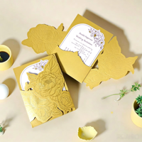 Cartes d'invitation de mariage de style européen, dorées à chaud, gaufrées, découpées, personnalisables