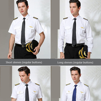 Chemise de pilote d'uniforme de ligne aérienne pour hommes Chemise de pilote blanche à manches courtes de haute qualité Chemise d'uniforme de pilote de cadet de fabrication