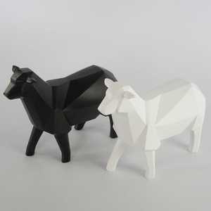 Statue en résine de mouton blanc polygonal Etechan, sculpture animale géométrique moderne, décoration intérieure - Product Image 1