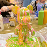 Fluide ours ensemble fait à la main bricolage Graffiti fluide ours Statue manuel Parent-enfant jouets peinture fluide ours Sculpture décor à la maison