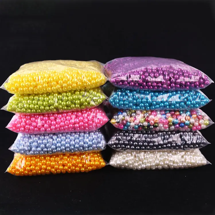 wholesale 6 8 10mm ABS colorful bulk bead Color plastic pearl beads Punch Hole Loose beads for jewelry making