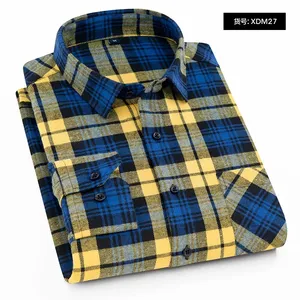Camisas de <span class=keywords><strong>Manga</strong></span> <span class=keywords><strong>Larga</strong></span> a Cuadros, Casuales, de Moda Coreana, Transpirables, de Algodón, para Hombre, Diseños de Primavera - Product Image 3