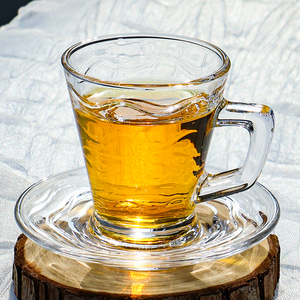 Verre à boisson créatif de style moyen-oriental, transparent, gaufré, pour la maison, pour le latte, le thé, le café, avec soucoupe - Product Image 5