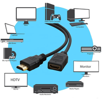 OEM 15cm 30cm 0.5m 1m 1.5m Câble D'extension HDMI Mâle vers HDMI Femelle 3D 1.4v HDMI Câble Étendu pour HD TV LCD Ordinateur Portable PS3 Projet