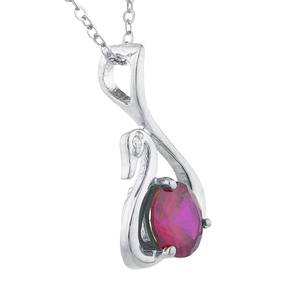 2 Ct <b>Ruby</b> <b>Necklace</b>, <b>Ruby</b> Pendant, Diamond <b>Necklace</b>, Swan <b>Necklace</b>, July Birthstone <b>Necklace</b>, Gift For Her - Product Image 6