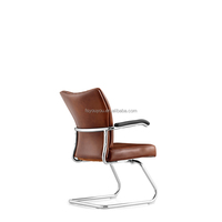 Chaise moderne en cuir PU marron avec coussin souple pour salle d'attente, réception, bureau des visiteurs, conférence et événement, avec bras rembourré