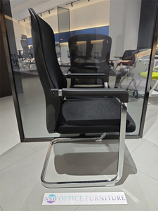 เก้าอี้สำนักงานตามหลักสรีรศาสตร์พร้อมพนักพิงศีรษะแบบปรับได้ดีไซน์ทันสมัยและขาแบบคงที่-เก้าอี้คอมพิวเตอร์สำหรับประชุมเก้าอี้ตาข่ายสีดำ - Product Image 4