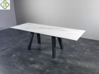 Table à manger rectangulaire en ardoise avec chaises, design moderne, piétement métallique – Vente en gros