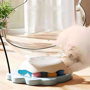 Juguete Interactivo para Gatos con Bola Giratoria y Plumas, Diversión para el Autoentretenimiento, Varitas para Gatos y Diseño de Cama con Forma de Cápsula Espacial - Product Image 5