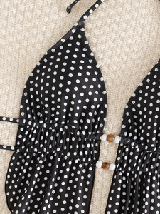 Traje de Baño Bikini de Alta Calidad con Estampado de Tablero de Ajedrez Personalizado para Mujer, Conjunto Sexy de Dos Piezas con Escote Halter y Logotipo Frontal, Ecológico - Product Image 2