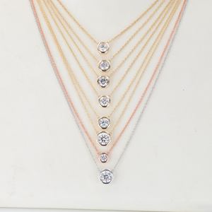 Ajuste de bisel clásico 18K oro 40 + 5cm COLLAR COLGANTE 0,3 0,5 0,6 0,7 1 2 quilates corte redondo D VVS2 collar de diamantes cultivados en laboratorio - Product Image 1