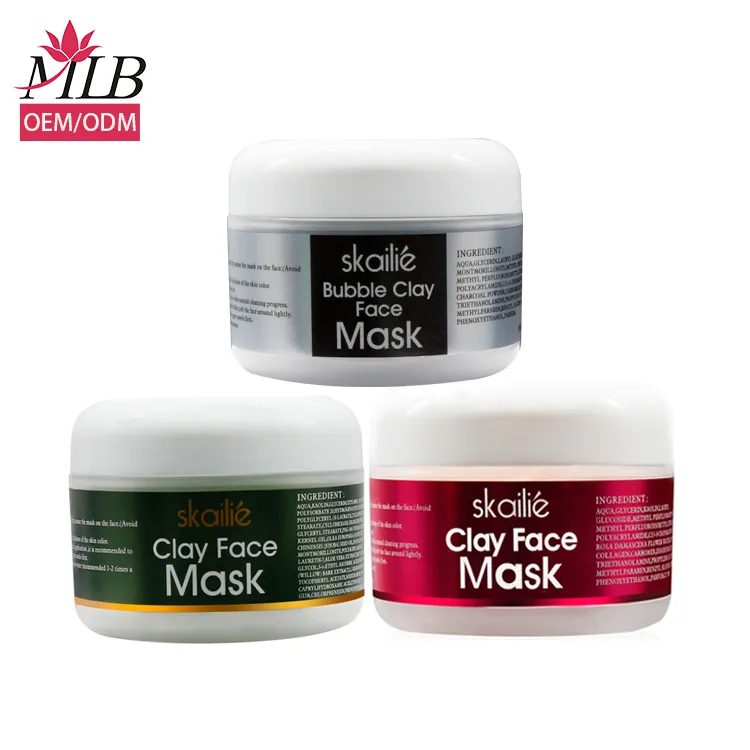 Private Label Roze Klei Masker Private Labeling Groothandel Diepe Reiniging Groen Facial Mud Reiniging Gezicht Klei Masker