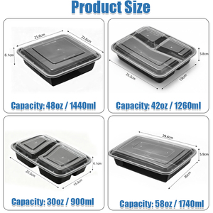 Contenedores de Preparación de Comidas de Grado Alimenticio al por Mayor de 30oz 40oz 48oz 58oz, Lonchera Desechable de PP, Caja Bento para Brunch, Contenedor de Comida para Llevar - Product Image 2