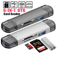 Lector de Tarjetas SD y TF OTG Tipo-C 6 en 1, Adaptador de Memoria USB 2.0 Tipo C, 5Gbps, Multifuncional, HUB Lector de Tarjetas USB 3.0 OTG