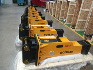 เบรกเกอร์ไฮดรอลิก SB45ของ Soosan กล่องสีเหลืองสำหรับรถขุดขนาดเล็ก - Product Image 5