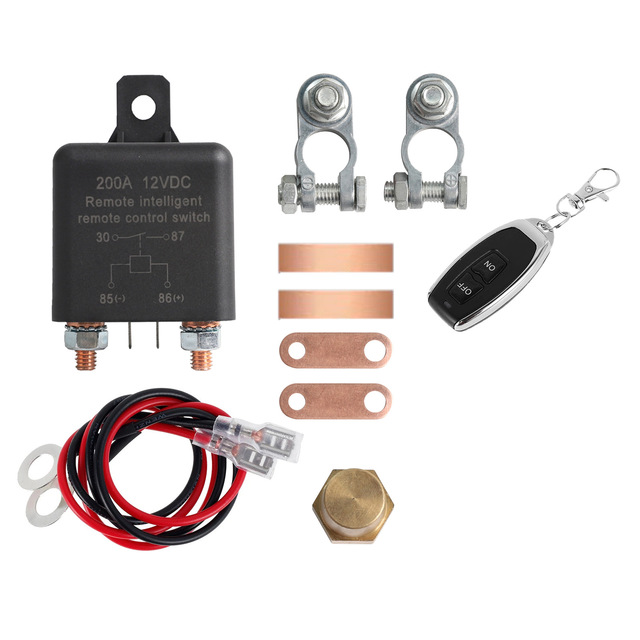 Universal 12V Car Relay Battery Switch Smart Power-off Disconnect Cut-off Isolator with Connectors & Terminals for Auto Use