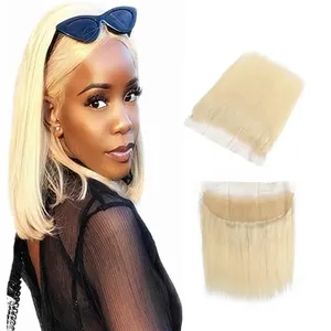 Per plucked natural hair line 13x4 13x6 HD transparent lace frontal cuticle aligned virgin hair 613 color blonde hair vendor