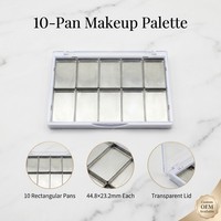 Palette à paupières magnétique personnalisée OEM 120*100mm vide, 10 godets métalliques rectangulaires, plateau en plastique 12 couleurs