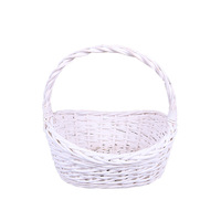 Natuurlijke witte wilgen handgeweven mand met handvat, rustieke minimalistische cadeau- en fruitmand, bruiloft, picknick, huisdecoratie, multifunctioneel