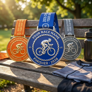 Service OEM ODM, médaille de cyclisme en alliage de zinc 3D personnalisée, récompense pour les événements de compétition de cyclisme - Product Image 1